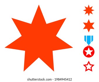 Seven pointed star icon designed in flat style. Isolated vector seven pointed star icon image on a white background, simple style. Some similar icons added also.
