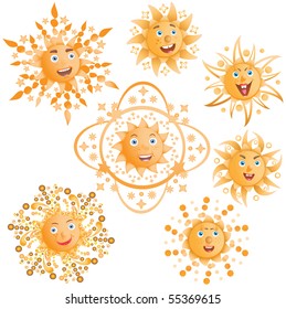 Seven positive sun. Vector illustration.