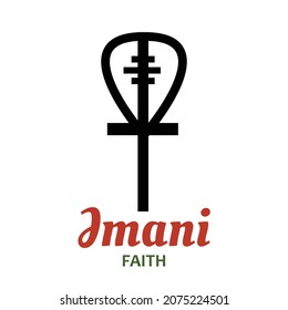 Seven principles of Kwanzaa - Day 7 -  Imani - Faith. Traditional symbols of Kwanzaa meaning - African American heritage holiday celebration. Vector illustration isolated.