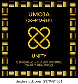 The Seven Principles of Kwanzaa sign. First day of Kwanzaa Unity or Umoja. African American Holidays. Vector template for typography poster, banner, postcard, greeting card, flyer, etc