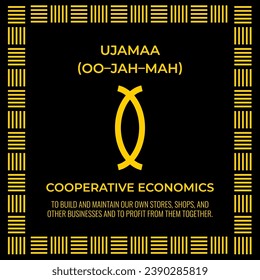 The Seven Principles of Kwanzaa sign. Fourth day of Kwanzaa Cooperative Economics or Ujamaa. African American Holidays. Vector template for typography poster, banner, postcard, etc