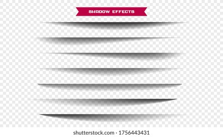seven realistic wide paper sheet shadows set