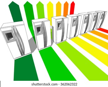 seven refrigerators certified in seven energetic classes