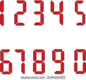 Seven segment red digital numbers