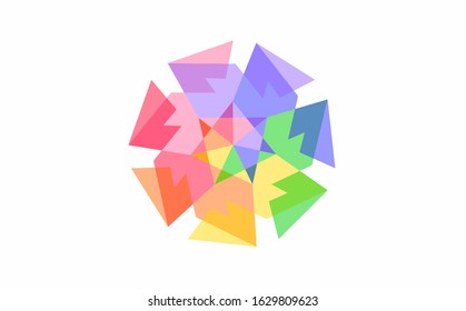 Seven Sided Star Geometric Polygon Rainbow Pinwheel Symbolic Icon in Seven Colors