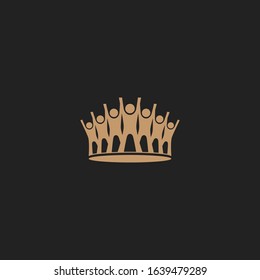 seven silhouettes of people stand holding their hands up and form the shape of a tall majestic crowncrown