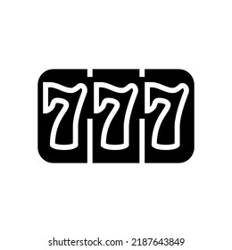 seven slot game glyph icon vector. seven slot game sign. isolated symbol illustration