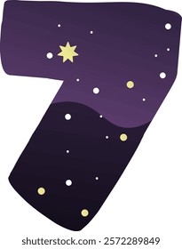 Seven Space Digit Vector Illustration