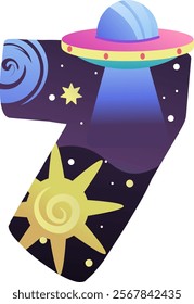 Seven Space Number Vector Illustration