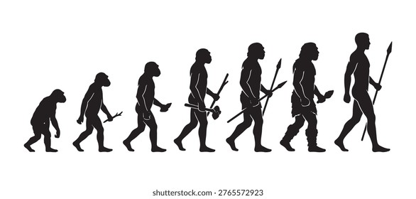 seven stages of human evolution silhouette