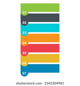 Seven step infographic vertical diagram, business information design, chart vector illustration .