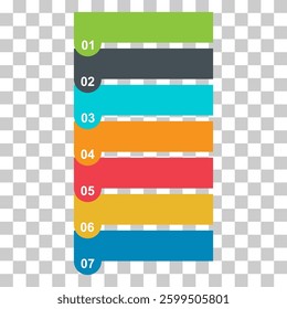 Seven step infographic vertical diagram, business information design, chart vector illustration .