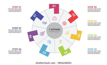 Seven Step Process Vector Circle Infographics . This infographics is very ideal for any business presentations
