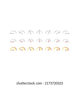 conjunto de velocímetro de siete pasos. velocímetros de semicírculo. indicador vectorial