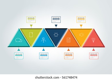 Seven  steps chart, template, scheme, tab. Vector illustration.