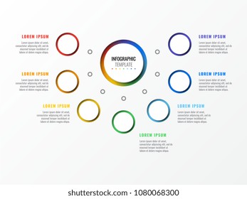 seven steps design layout infographic template with round 3d realistic elements. process diagram for brochure, banner, annual report