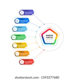 seven steps infographic template with pentagons and polygonal elements on a white background. modern business process visualisation with thin line marketing icons. vector illustration eps 10