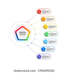 seven steps infographic template with pentagons and polygonal elements on a white background. modern business process visualisation with thin line marketing icons. vector illustration eps 10