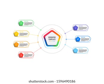 seven steps infographic template with pentagons and polygonal elements on a white background. modern business process visualisation with thin line marketing icons. vector illustration eps 10