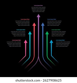 seven steps information template. colorful up arrow signs infographic template. infographic template for business, education, annual report, magazine