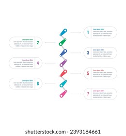seven steps informational template. chain infographic template. magazine, business, annual report, internet, web, education infographic template