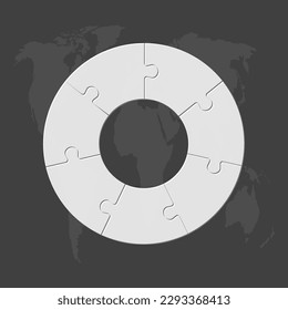 Seven steps puzzle diagram infographic. Business, idea, flow concept. Template silhouette for 7 options, parts, processes. Jigsaw timeline info graphic. Can be used for process, presentation