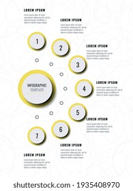Seven steps vertical infographic template in trendy yellow and grey colors. Modern business data visualization with text boxes. Vector illustration easy to edit and customize. Eps 10