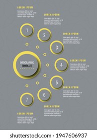 Seven steps vertical infographic template on a grey background. Modern business data visualization with text boxes. Vector illustration easy to edit and customize. Eps 10