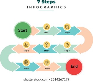 	
Seven steps workflow infographic template	