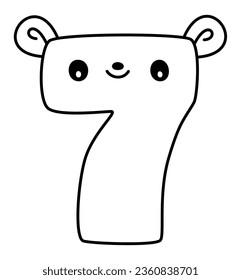 Seven - Stylish Modern Figure Number 7 Icon for Kawaii Calendar Date, Kids' Alphabet Poster, and Cute Banner Ads
