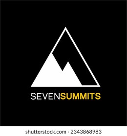 Seven summits logo design with illustration of a mountain and number 7 in negative space.