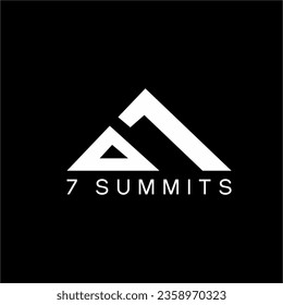 Seven summits logo design. Illustration of the number 7 with a triangle as a symbol of a mountain peak.