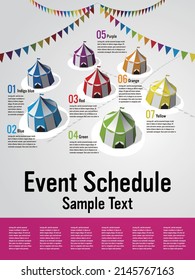 Seven tents event announcement image vector illustration