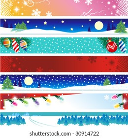 Seven vector Christmas, winter or New Year banners with copy space ( for high res JPEG or TIFF see image 30914725 )
