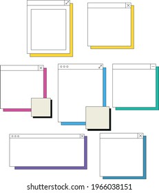 Seven windows and frames for text messages and notes