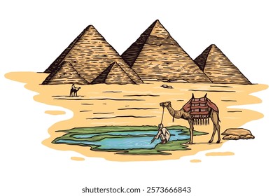 The Seven Wonders of Ancient WORLD - Great pyramid of Giza.eps, The Seven Wonders of Ancient WORLD - Great pyramid of Giza - Out line