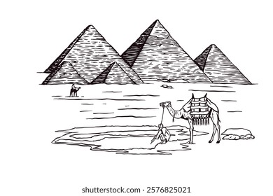 The Seven Wonders of Ancient WORLD - Great pyramid of Giza - Out line