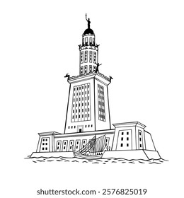 The Seven Wonders of Ancient WORLD - Lighthouse of Alexandria - Out line