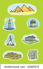 Seven Wonders of the Ancient World a vector illustration