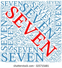 Seven word cloud on a white background.
