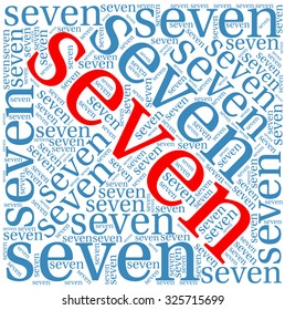 Seven word cloud on a white background.