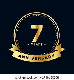 Seven Years Anniversary Celebration Gold and Black Isolated Vector