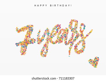 Seven years, lettering sign from confetti. Holiday Happy birthday. Vector illustration.