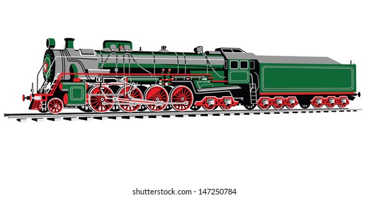 Seven-axle locomotive in five colors