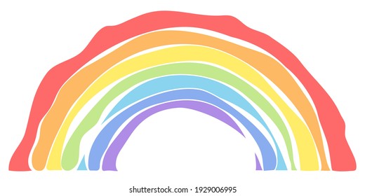 A seven-color rainbow, a real child's rainbow. For children's rooms, toys, prints, etc. Isolated on a white background