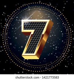 Seven-Gold Alphabet and Lighting Background.