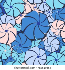 Seven-petalled abstract flowers. Seamless pattern. Fashionable camouflage.