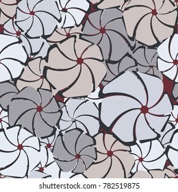 Seven-petalled abstract flowers. Seamless pattern. Fashionable camouflage.