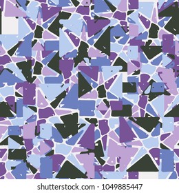 Seven-pointed stars are cut in squares. The fragments are painted in different colors. Occasional scatter. Seamless camouflage.