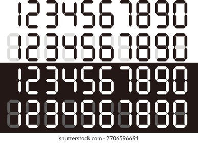 Uma fonte numérica com estilo de exibição de sete segmentos.
